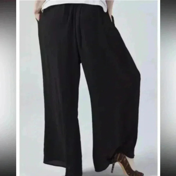 [US16]Frank Usher Black Ankle Jumpsuit PANTS WITH Side  Slits and 3 Layers - Picture 2 of 12